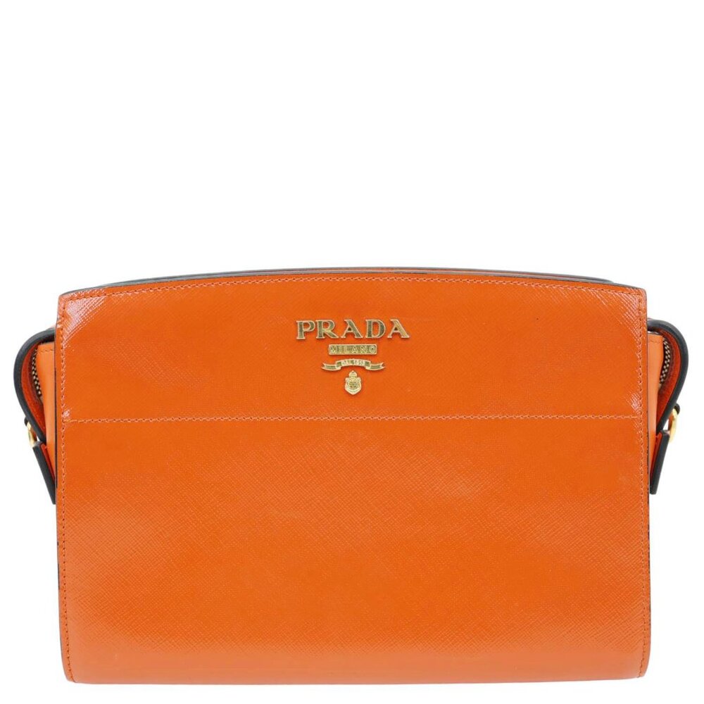 Prada  Esplanade Saffiano Vernice Leather Crossbody Bag Orange - Picture 3 of 15